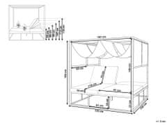 Beliani Záhradná posteľ s baldachýnom biela/sivá PALLANZA