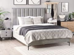 Beliani Zamatová posteľ s úložným priestorom 140 x 200 cm sivá SEZANNE