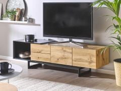 Beliani Čierny televízny stolík so svetlým drevom FIORA