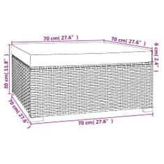 Petromila vidaXL Záhradná opierka na nohy s vankúšom čierna 70x70x30 cm polyratan