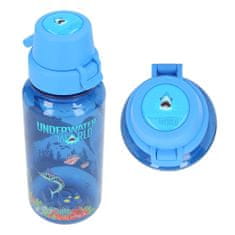 Plastová fľaša Underwater World, Modrá, s morskými živočíchmi, 400 ml