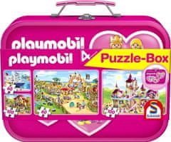 Schmidt Puzzle Playmobil 4v1 v plechovom kufríku (60,60,100,100 dielikov)