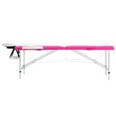 Petromila vidaXL Skladací masážny stôl, 2 zóny, hliník, bielo ružový