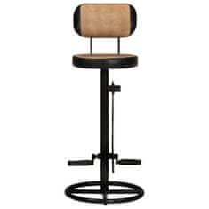 Vidaxl Barové stoličky plátno s poltačou 2 ks hnedo-čierne pravá koža