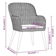 Vidaxl 3-dielna záhradná jedálenská súprava so sedákmi čierna