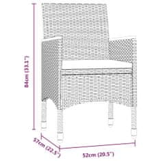 Vidaxl 3-dielna záhradná jedálenská súprava so sedákmi čierna