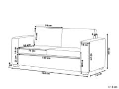 Beliani Hnedá kožená pohovka pre 3 osoby HELSINKI