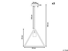 Beliani Sada 3 kovových závesných svietidiel hnedá JURUENA