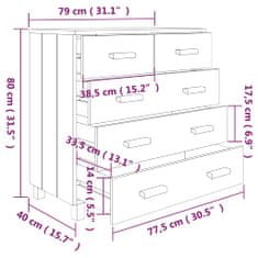 Vidaxl Komoda tmavosivá 79x40x80 cm masívne borovicové drevo