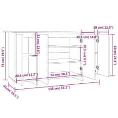 Vidaxl Komoda biela 135x41x75 cm drevotrieska