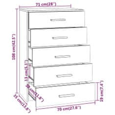 Vidaxl Komoda so zásuvkami čierna 71x35x108 cm drevotrieska