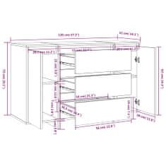 Vidaxl Komoda s 3 zásuvkami sivý dub sonoma 120x41x75 cm drevotrieska