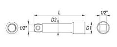 YATO  Nástavec 1/2" predlžovací 76 mm odchylný