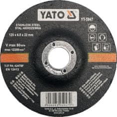 YATO  Kotúč na kov 125 x 22 x 6,8 mm vypuklý brúsny INOX
