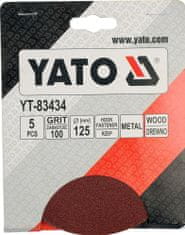 YATO Brúsny papier 125 mm P100 5 ks suchý zips