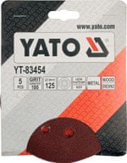 YATO  Brúsny papier 125 mm P100 s otvormi 5 ks suchý zips