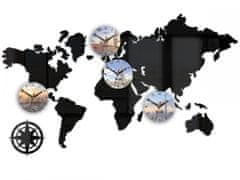 ModernClock 3D nalepovacie hodiny World map čierne