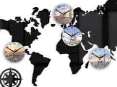 ModernClock 3D nalepovacie hodiny World map čierne