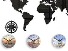 ModernClock 3D nalepovacie hodiny World map čierne