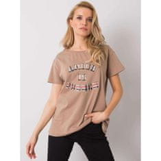 FANCY Dámske tričko s nápisom ELANI tmavo béžové FA-TS-6892.88_364026 Univerzálne