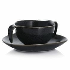 DUKA Hlboká polievková misa s podšálkou TIME BLACK 450 ml porcelán