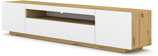 Homlando TV skrinka AURA 200 cm univerzálna, závesná alebo stojaca s LED osvetlením dub artisan / biely mat