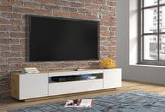 Homlando TV skrinka AURA 200 cm univerzálna, závesná alebo stojaca s LED osvetlením dub artisan / biely mat