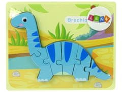 Lean-toys Drevené puzzle Dinosaurus Brachiosaurus Blue