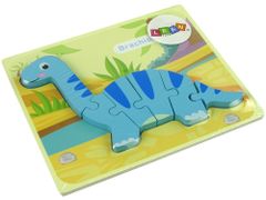 Lean-toys Drevené puzzle Dinosaurus Brachiosaurus Blue