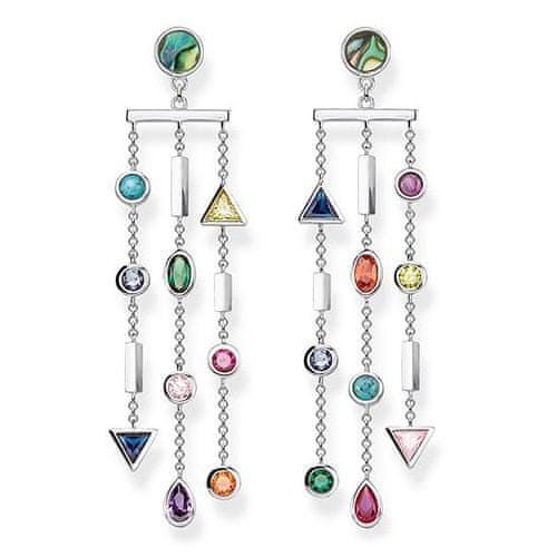 Thomas Sabo Náušnice "Farebné kamene" , H2041-983-7, Sterling Silver, 925 Sterling silver, synthetic corundum, abalone mother-of-pearl, synthetic spinel, glass-ceramic stone, simulated, zirconia