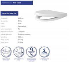 CERSANIT Parva, antibakteriálne toaletné sedátko z duroplastu s pomalým dopadom, biela, K98-0122