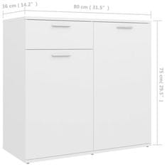 Vidaxl Komoda biela 80x36x75 cm drevotrieska