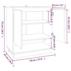 Vidaxl Komoda dub sonoma 70x41x75 cm drevotrieska