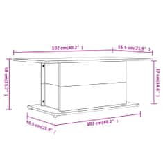 Vidaxl Konferenčný stolík biely 102x55,5x40 cm drevotrieska