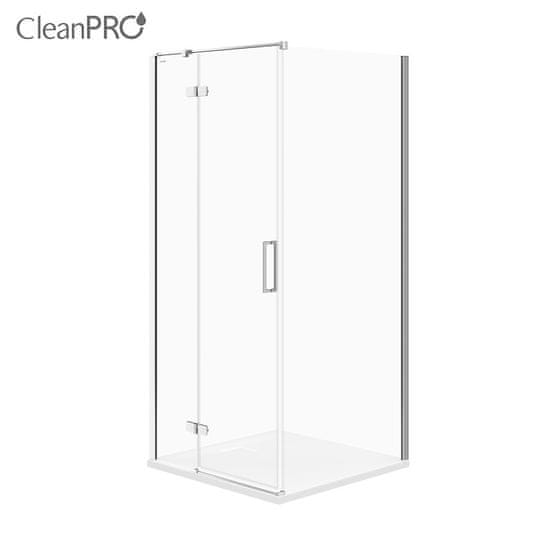 CERSANIT Jota, rohový sprchovací kút 90 (dvere ľavé) x 90 (stena) x 195, 6mm číre sklo, chrómový profil, S160-001