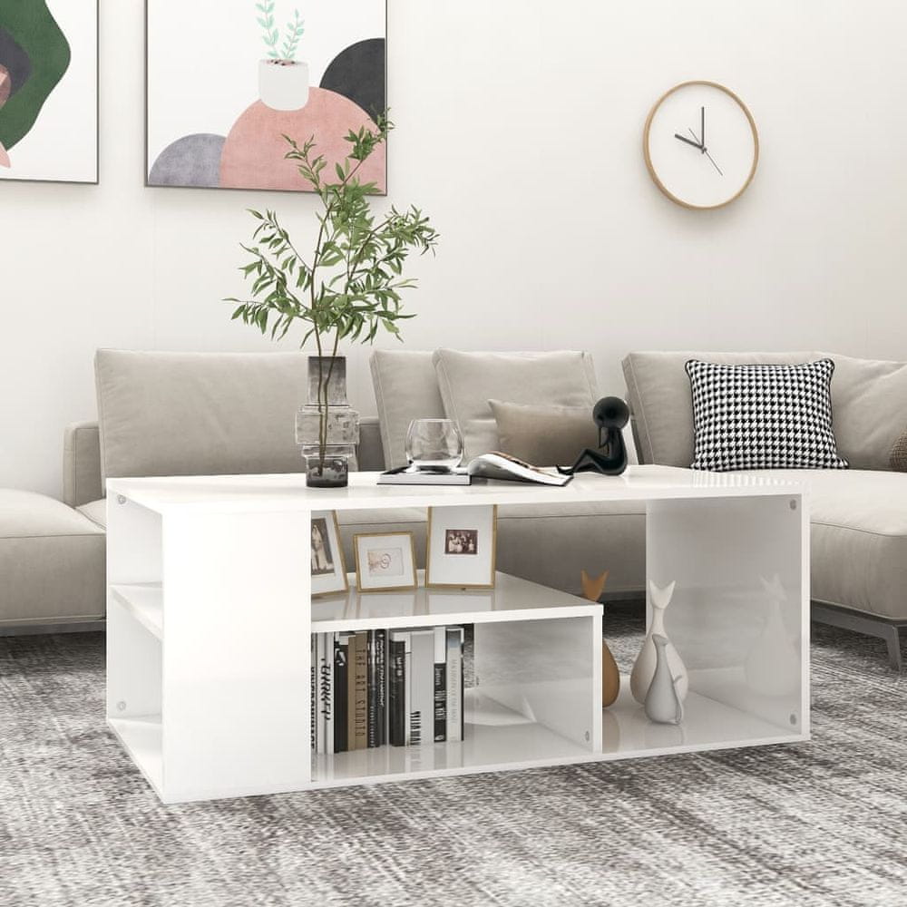 Petromila vidaXL Konferenčný stolík, lesklý biely 100x50x40 cm, kompozitné drevo