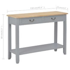 Petromila vidaXL Konzolový stolík sivý 110x35x80 cm drevo