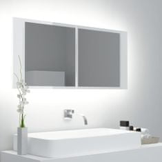 Petromila vidaXL LED kúpeľňová zrkadlová skrinka lesklá biela 100x12x45 cm akryl