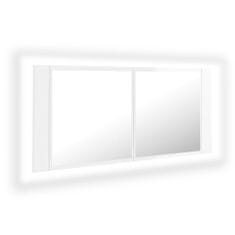 Petromila vidaXL LED kúpeľňová zrkadlová skrinka lesklá biela 100x12x45 cm akryl