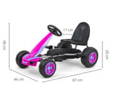 MillyMally Gokart detská šlapacia kára Viper Pink