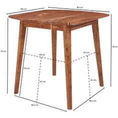 Bruxxi Jedálenský stôl Turan, 80 cm, masív Sheesham