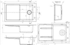 Axis Granitový dřez s odkapem Tramontana 860.0E Barvy: černá, šedá, kávová, bílá - Night glow