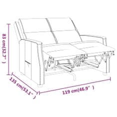 Vidaxl 2-miestne sklápacie kreslo krémové umelá koža