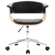 Vidaxl Otočná kancelárska stolička, čierna, ohýbané drevo a umelá koža