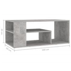 Vidaxl Konferenčný stolík betónový sivý 100x50x40 cm drevotrieska