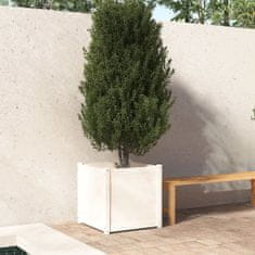 Vidaxl Záhradný kvetináč biely 60x60x60 cm borovicový masív