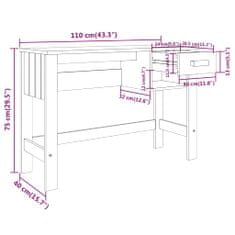 Petromila vidaXL Písací stôl HAMAR, medovo hnedý 110x40x75 cm, borovicový masív