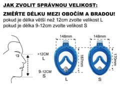 ACRAsport Celotvárová potápačská maska so šnorchlom veľkosť L sivá