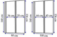 REA Agat-2, vaňová zástena, 2-krídlová, 100 x 140 cm, chróm-transparentná, REA-W0300