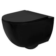 REA Carlo mini - závesná WC misa 49x36 s pomaly-padajúcim sedátkom, čierna matná, REA-C8489